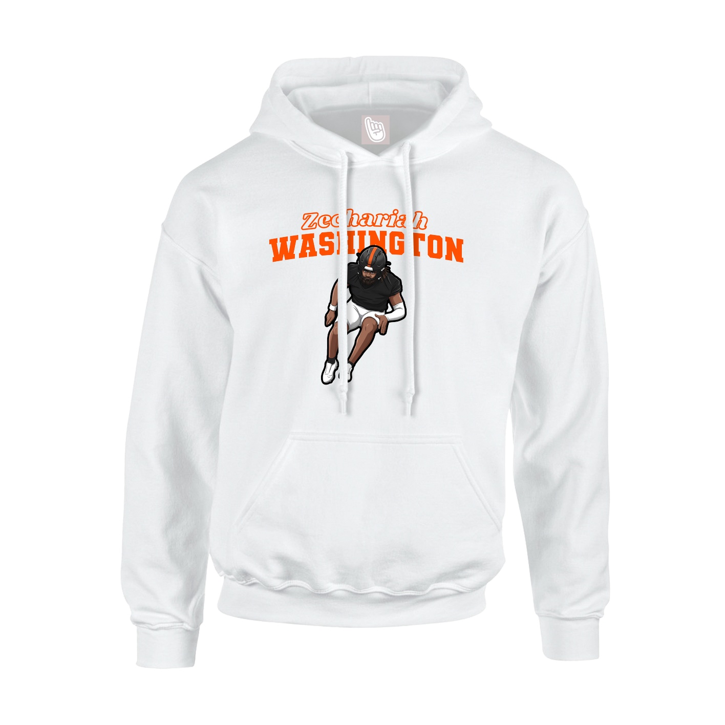 Youth Hoodie — Name Arch in White