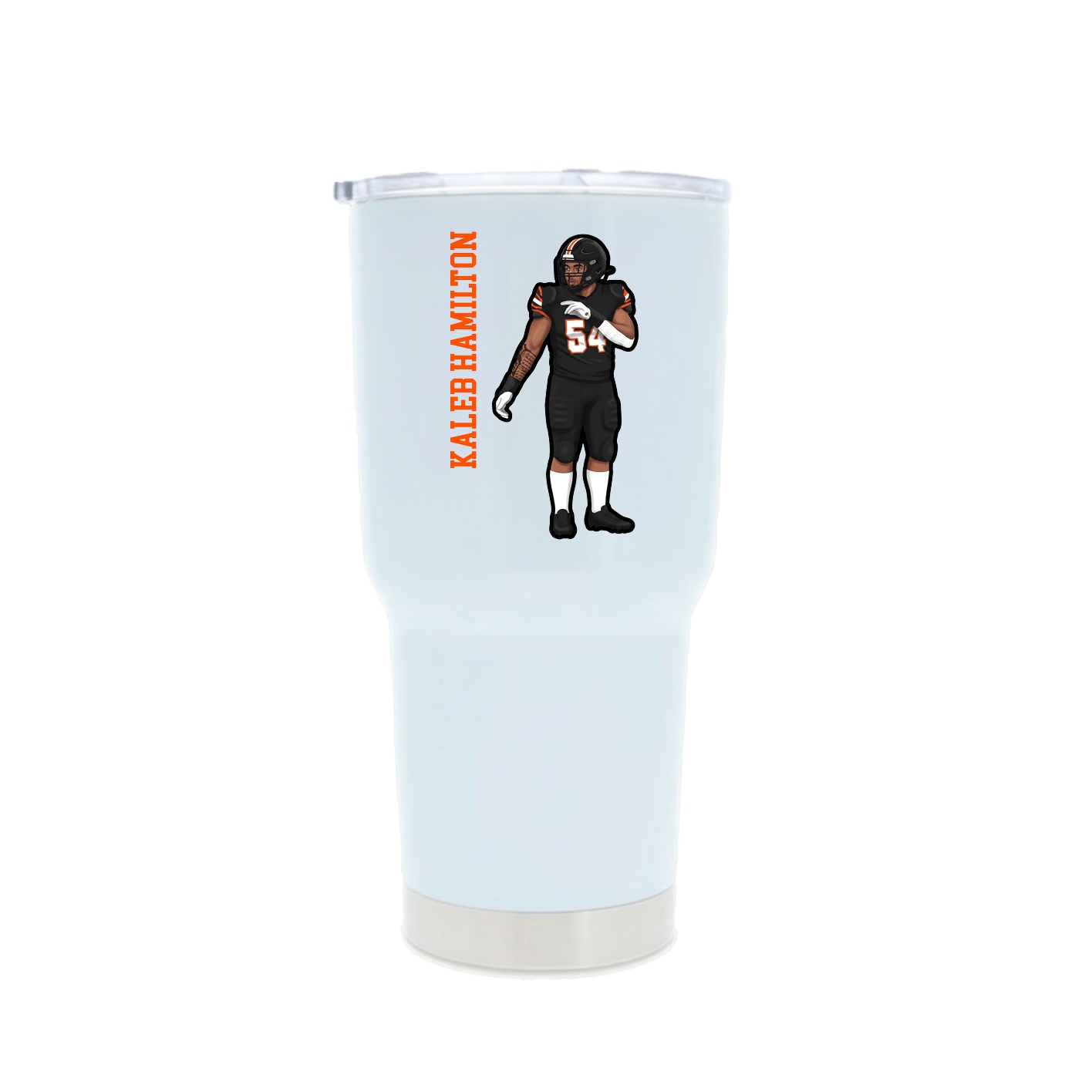 30oz Stainless Steel Tumbler — Name Vertical in White
