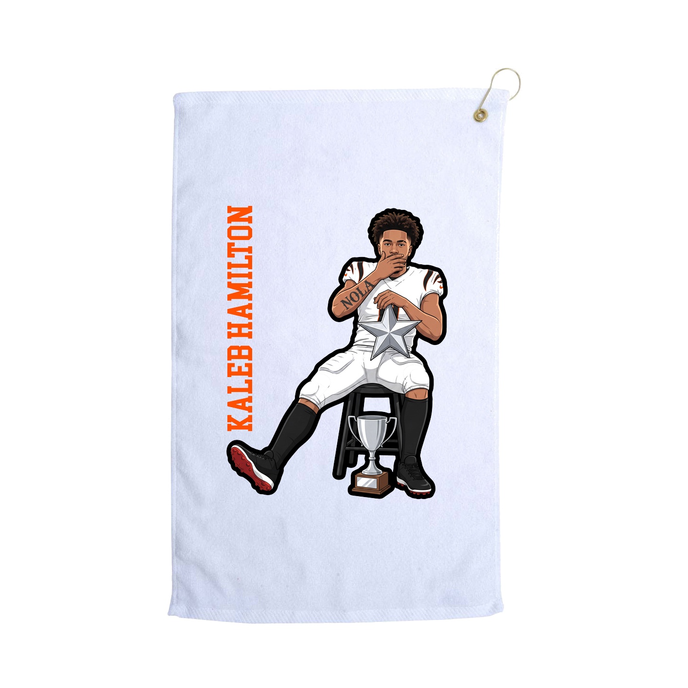 Golf Towel — Name Vertical in White