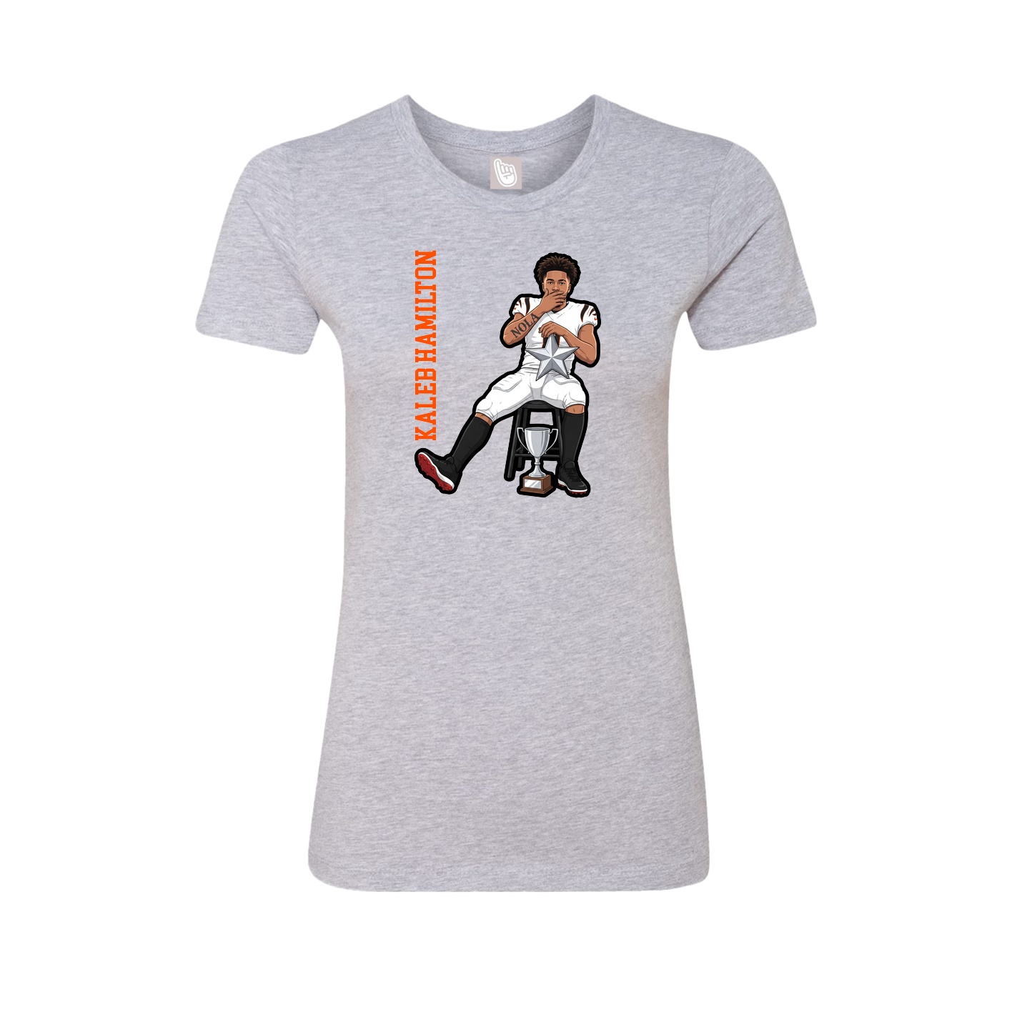 Fitted Women's Tee — Name Vertical in Grey
