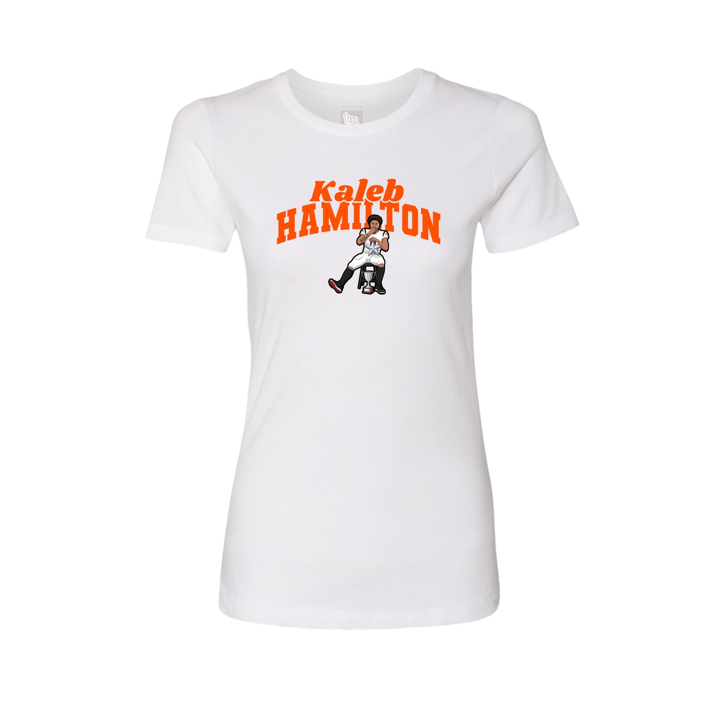 Fitted Women's Tee — Signature Arch in White