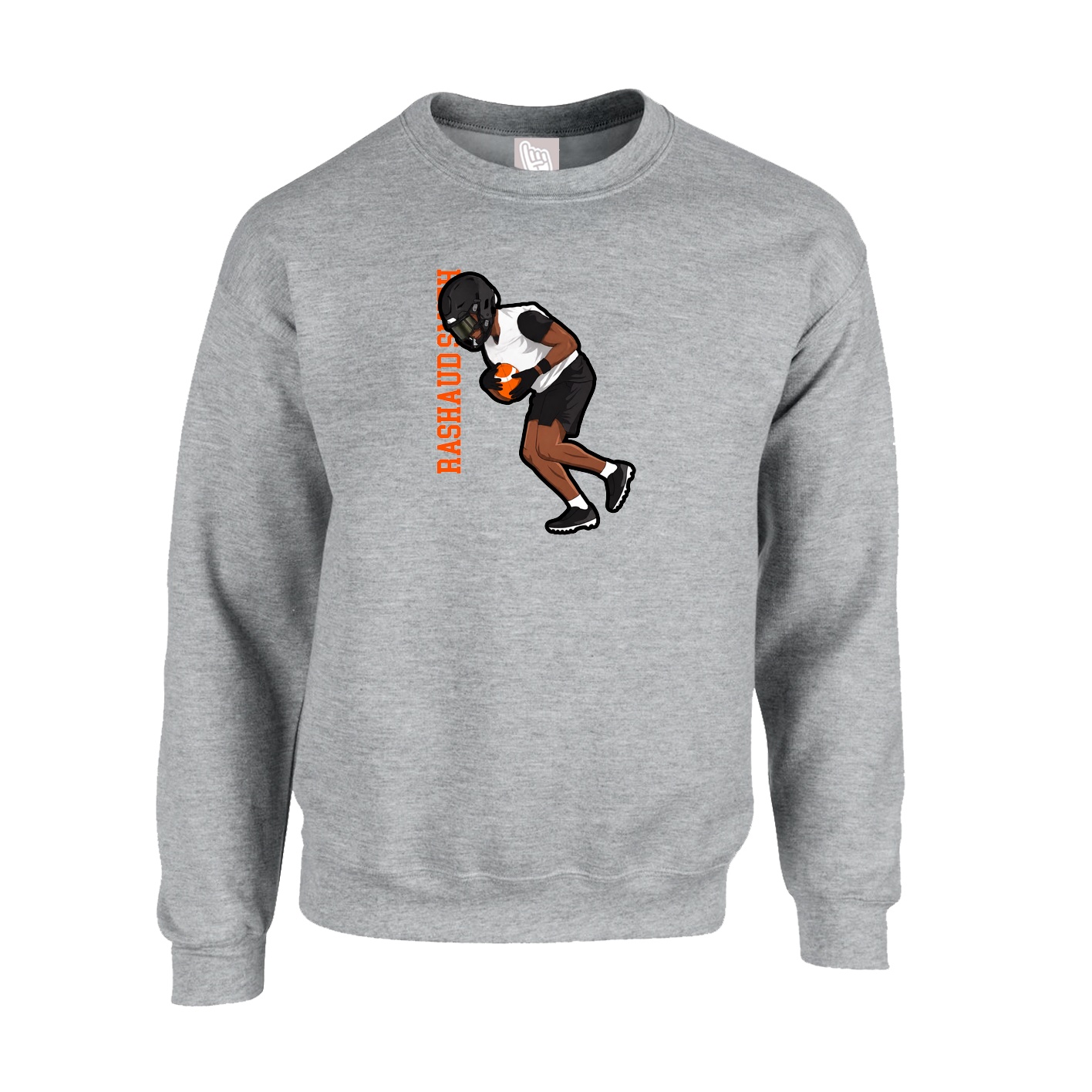Fleece Crew — Name Vertical in Grey