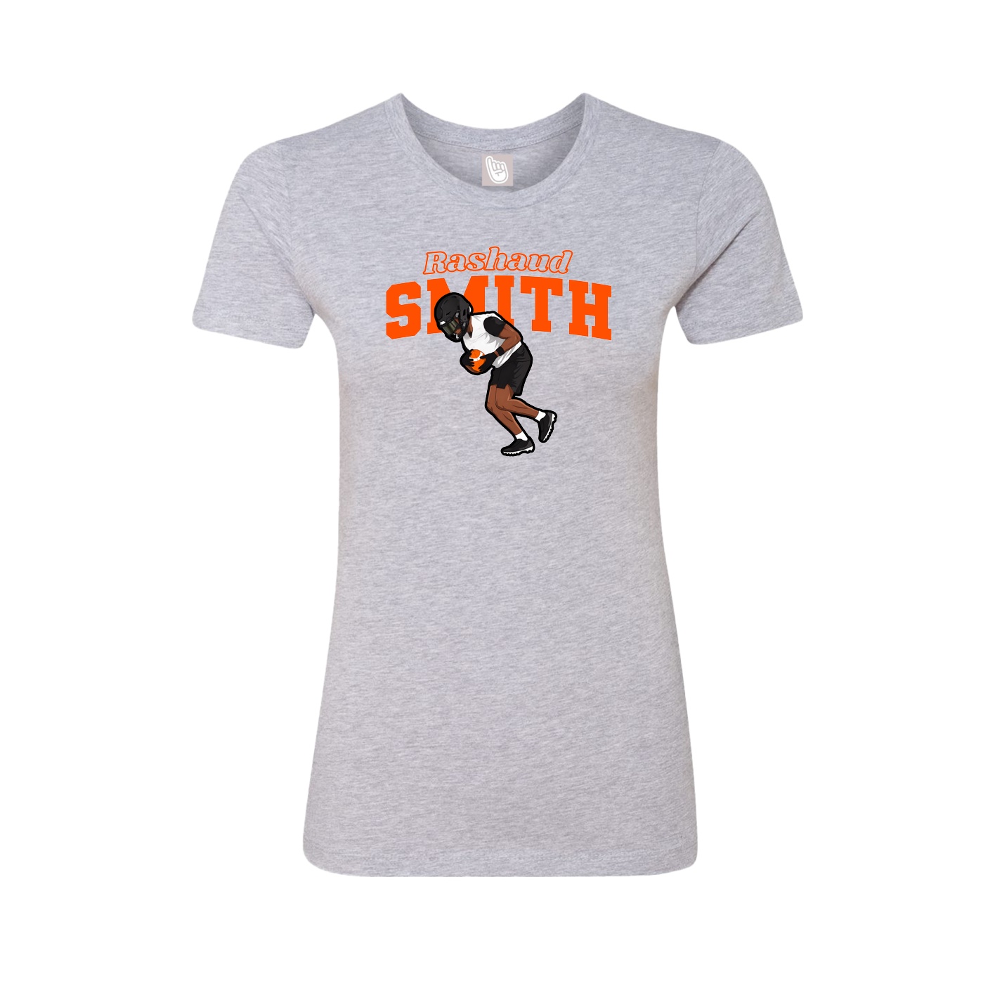 Fitted Women's Tee — Name Arch in Grey