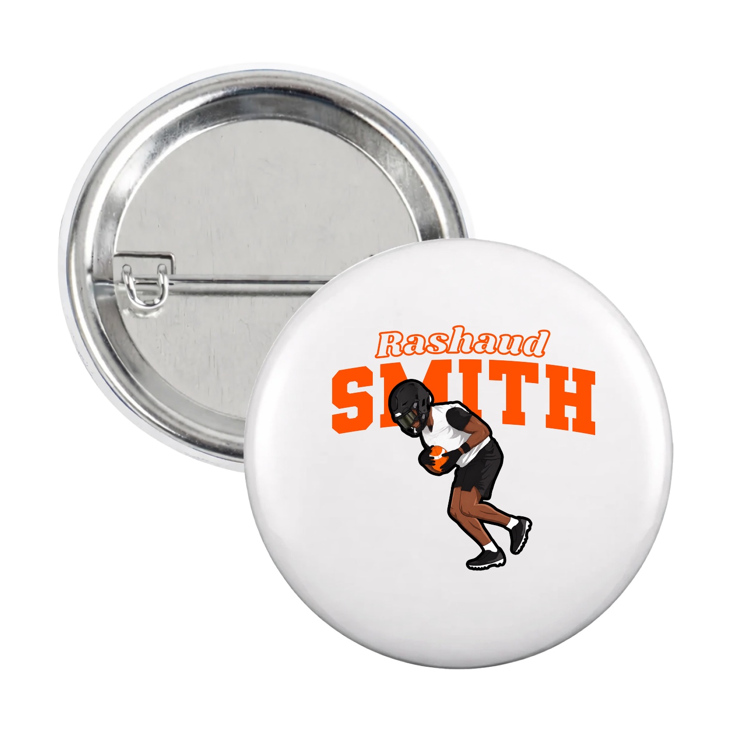 Game Day Button — Name Arch in White