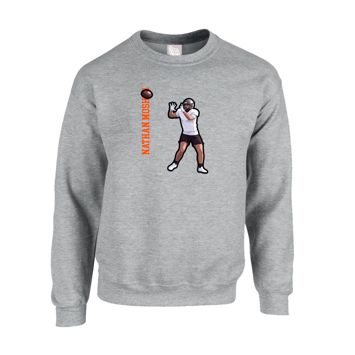 Fleece Crew — Name Vertical in Grey