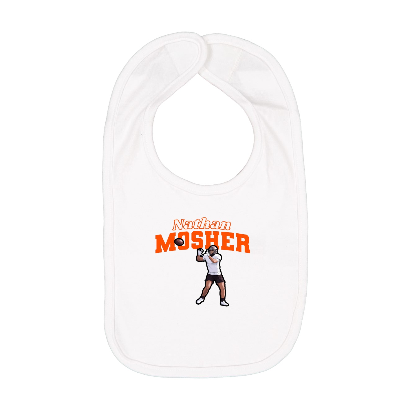 Infant Bib — Name Arch in White