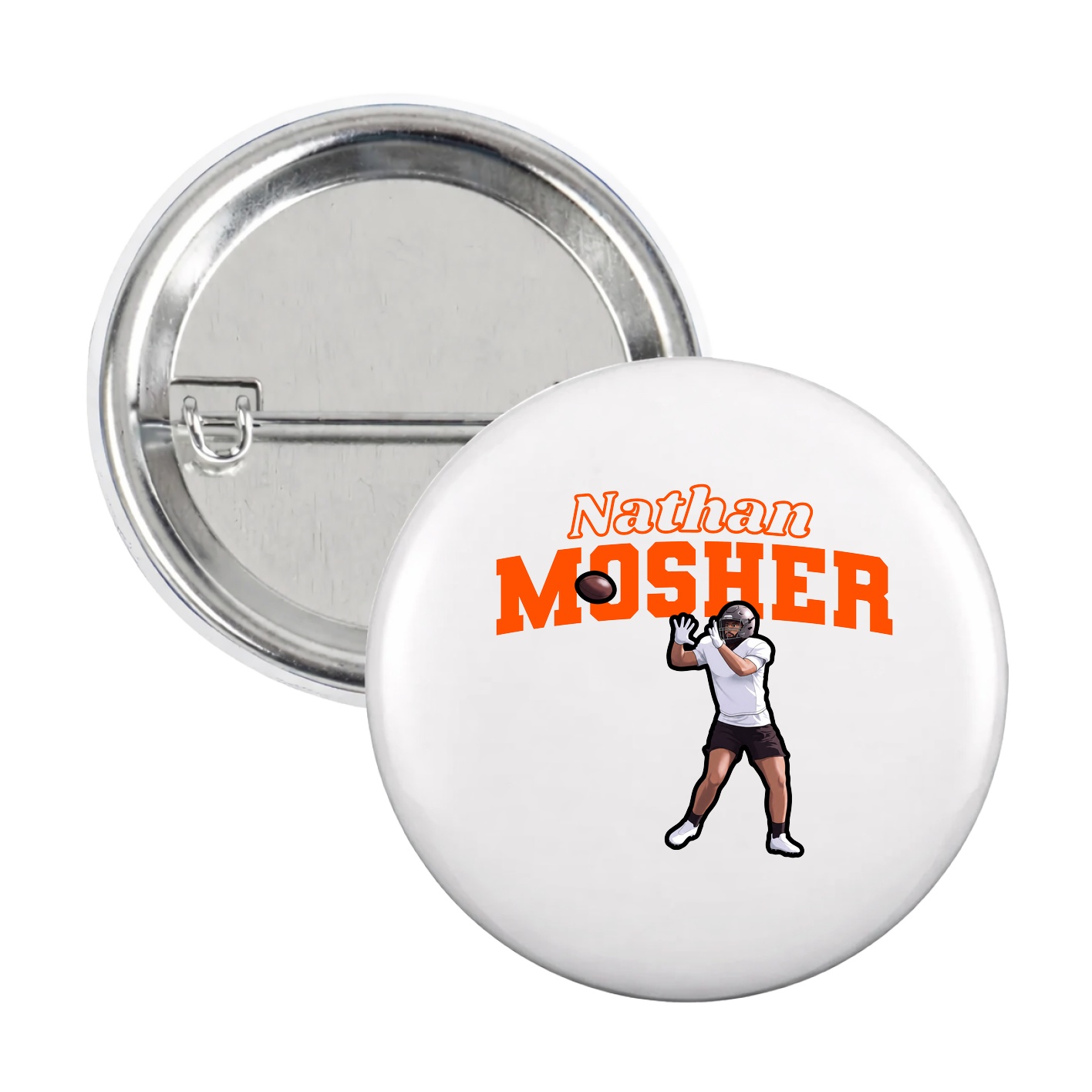 Game Day Button — Name Arch in White