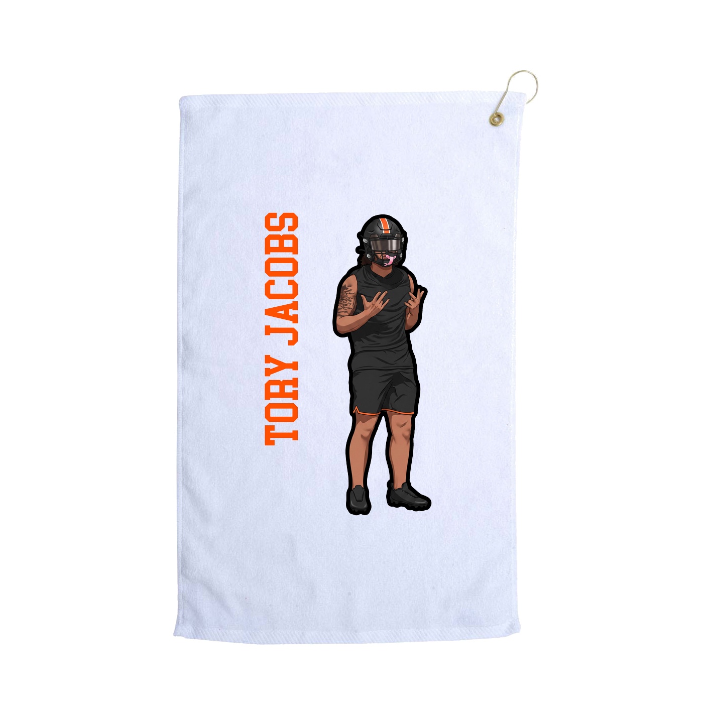 Golf Towel — Name Vertical in White