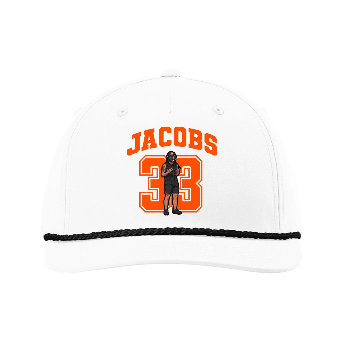 Five-Panel Classic Rope Cap — Number in White