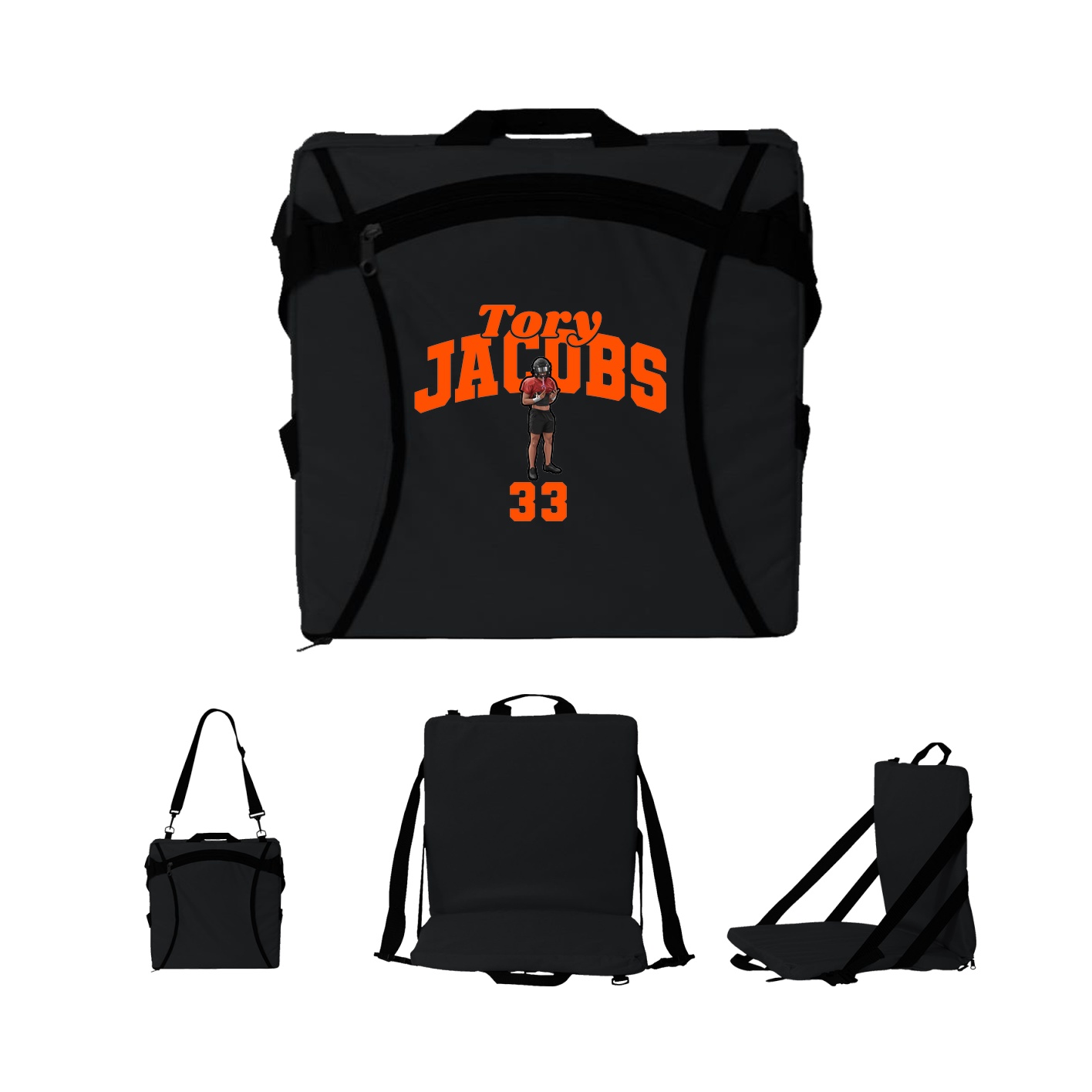 Folding Stadium Seat — Signature Arch in Black