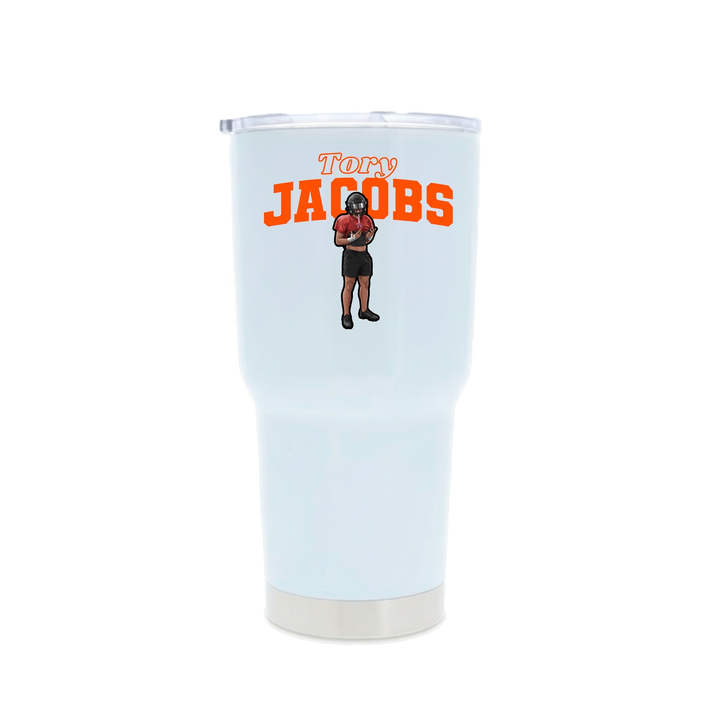 30oz Stainless Steel Tumbler — Name Arch in White