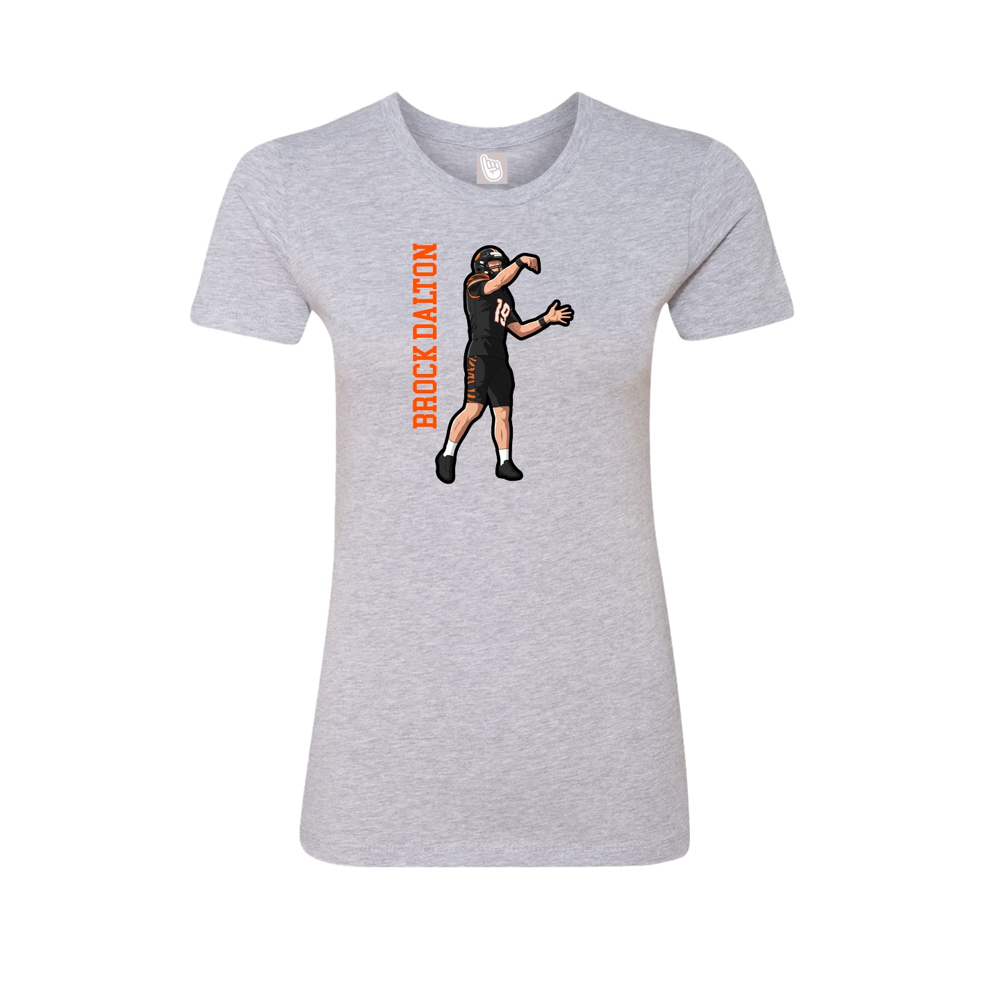 Fitted Women's Tee — Name Vertical in Grey