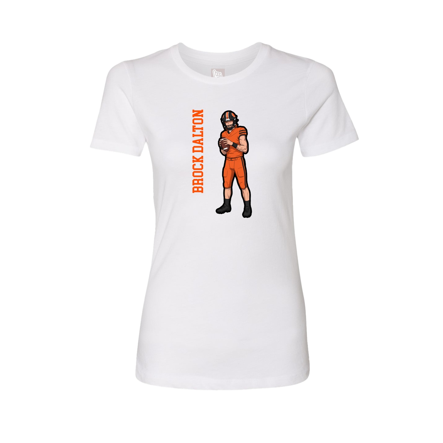 Fitted Women's Tee — Name Vertical in White