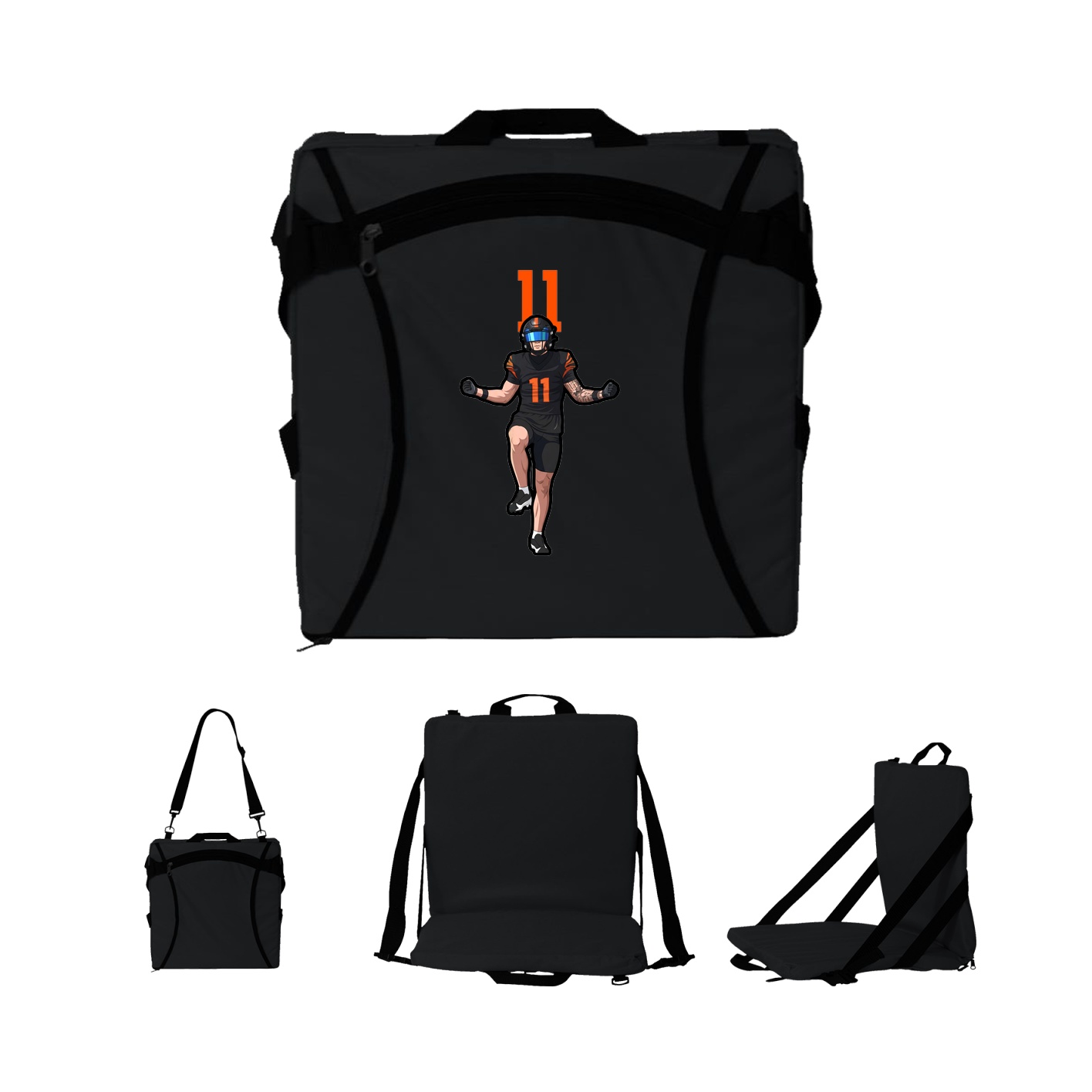 Folding Stadium Seat — Number Top in Black
