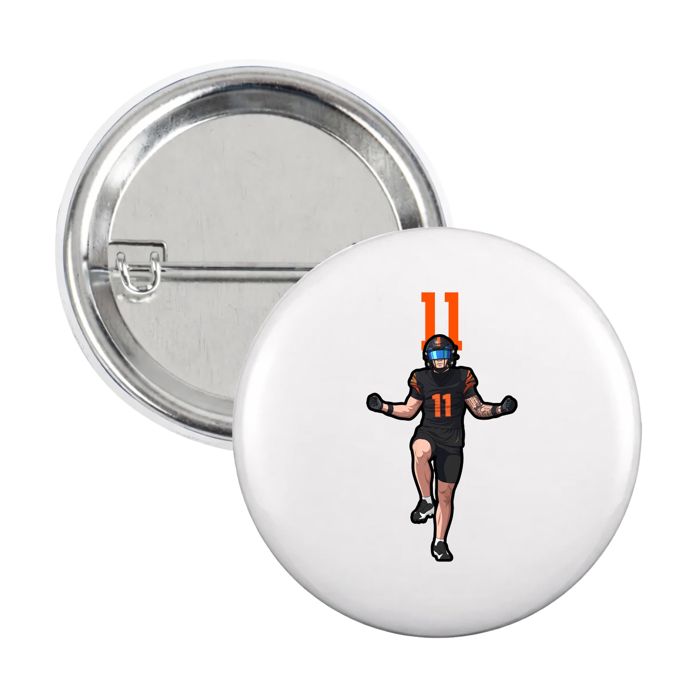 Game Day Button — Number Top in White