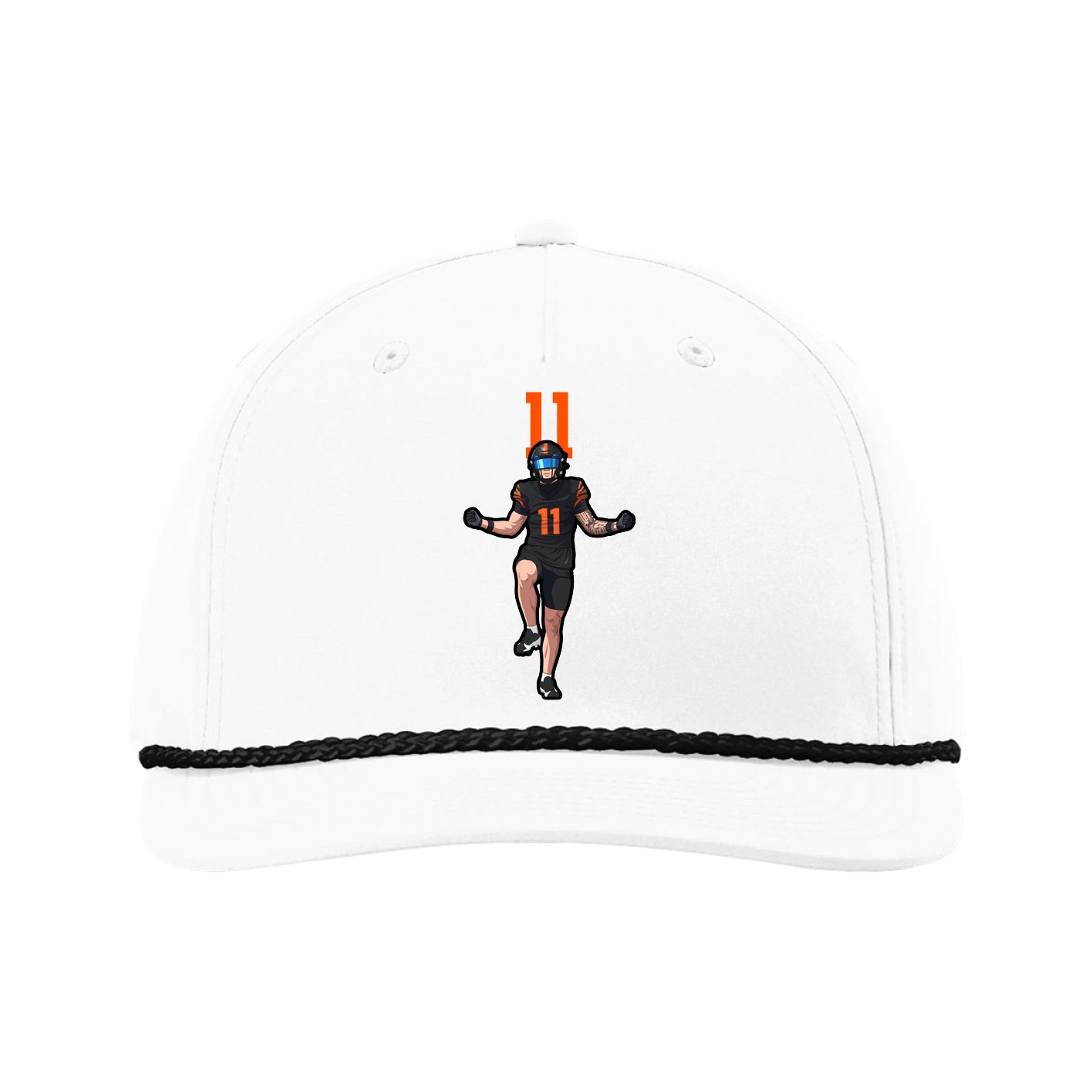 Five-Panel Classic Rope Cap — Number Top in White