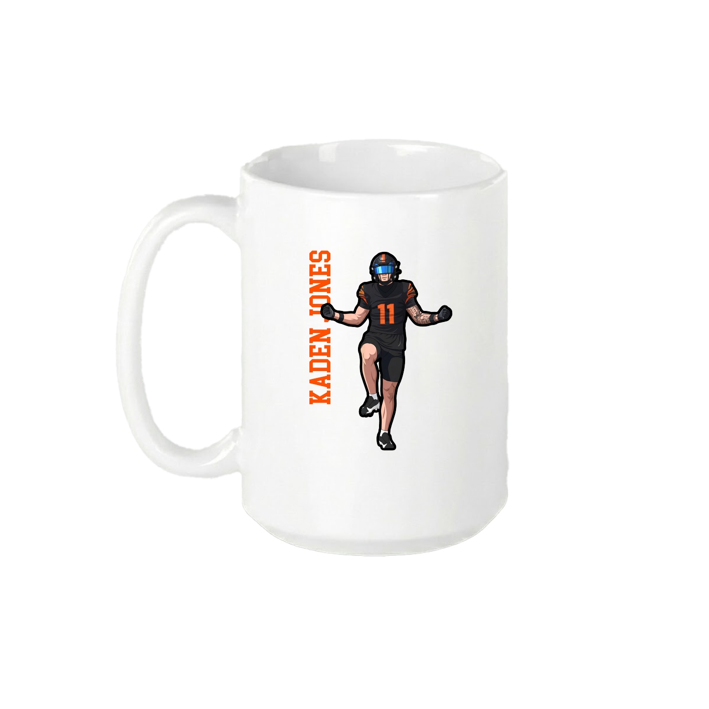 15oz Coffee Mug — Name Vertical in White