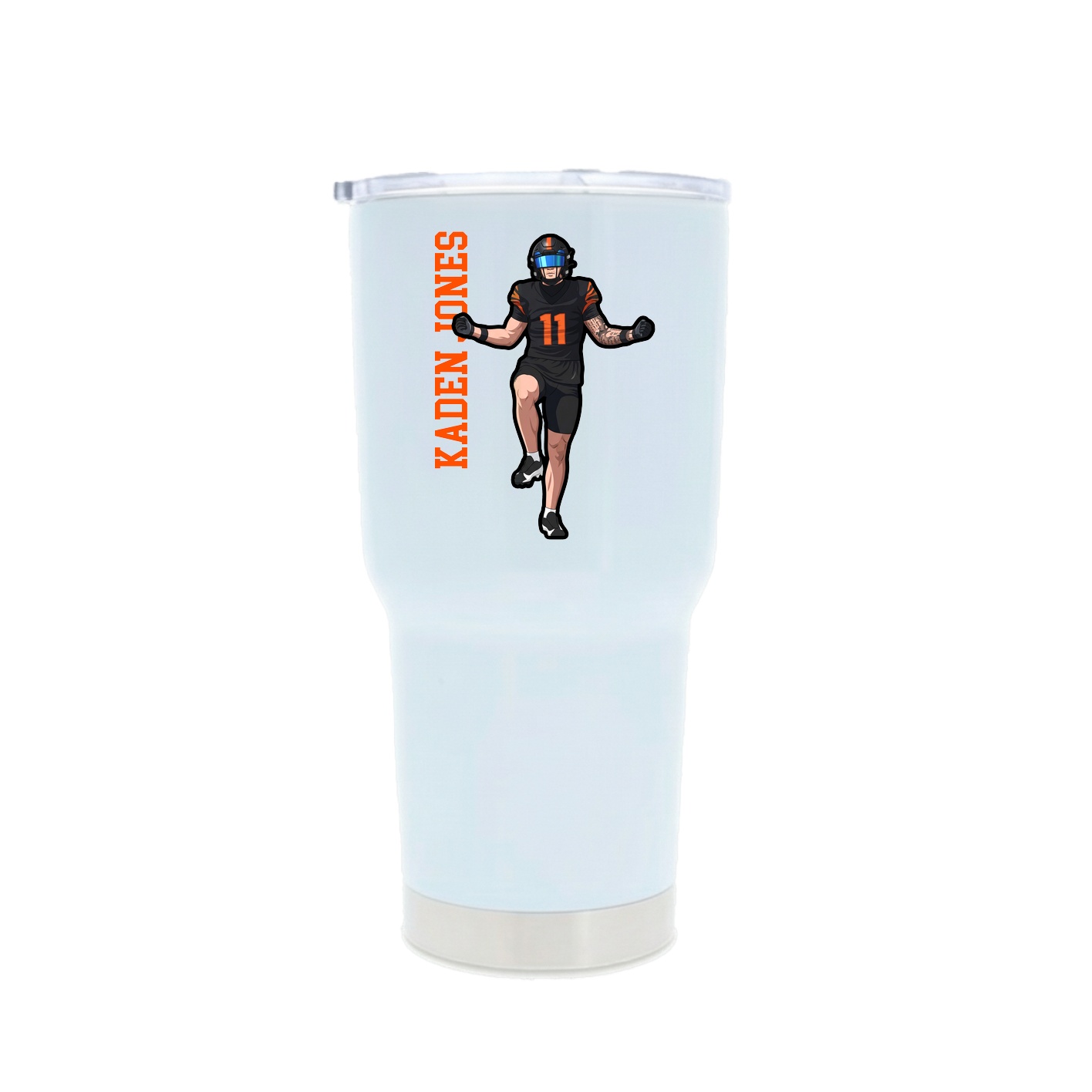 30oz Stainless Steel Tumbler — Name Vertical in White