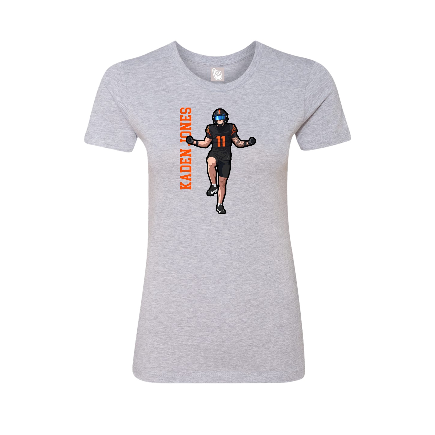 Womens Tee — Name Vertical in Grey