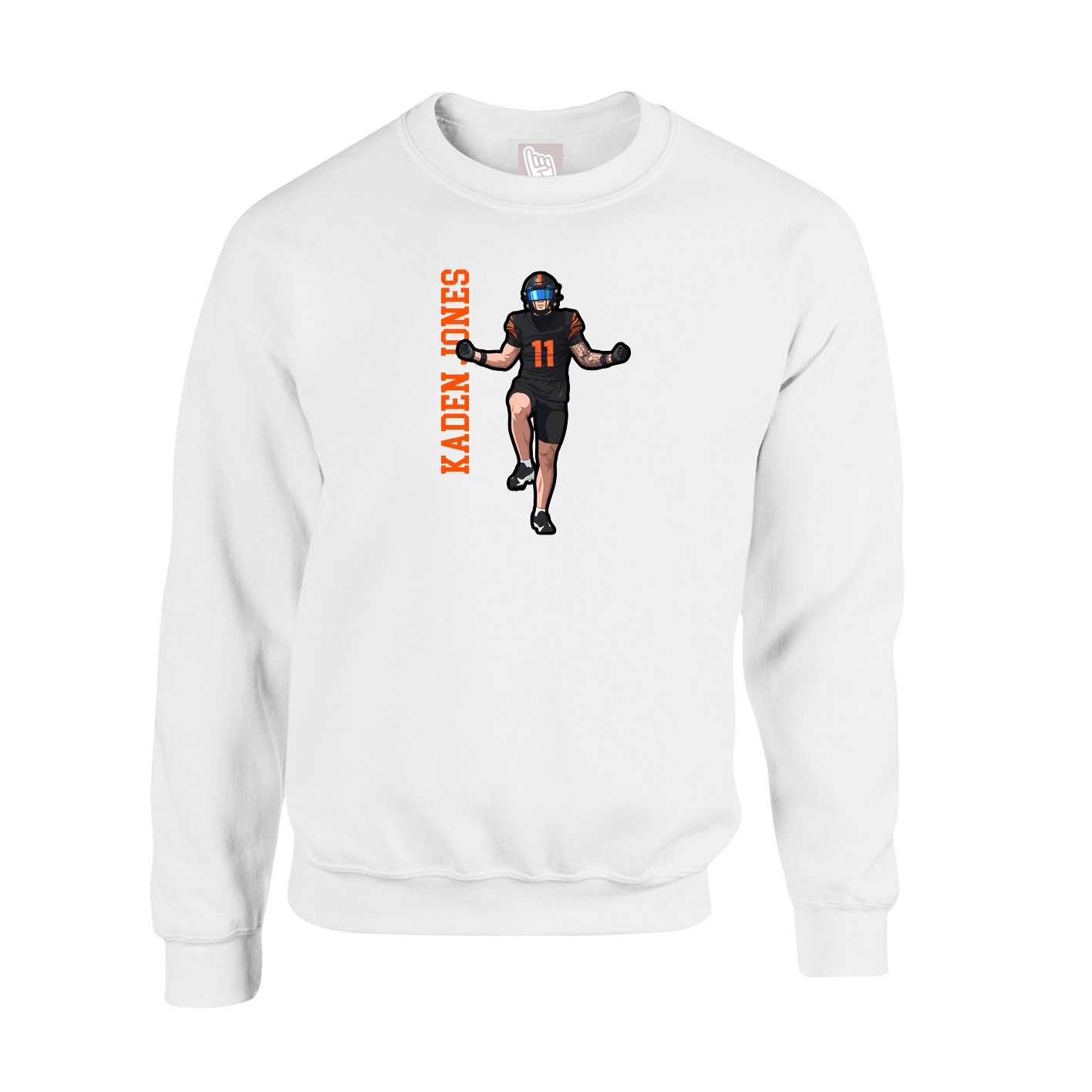 Fleece Crew — Name Vertical in White