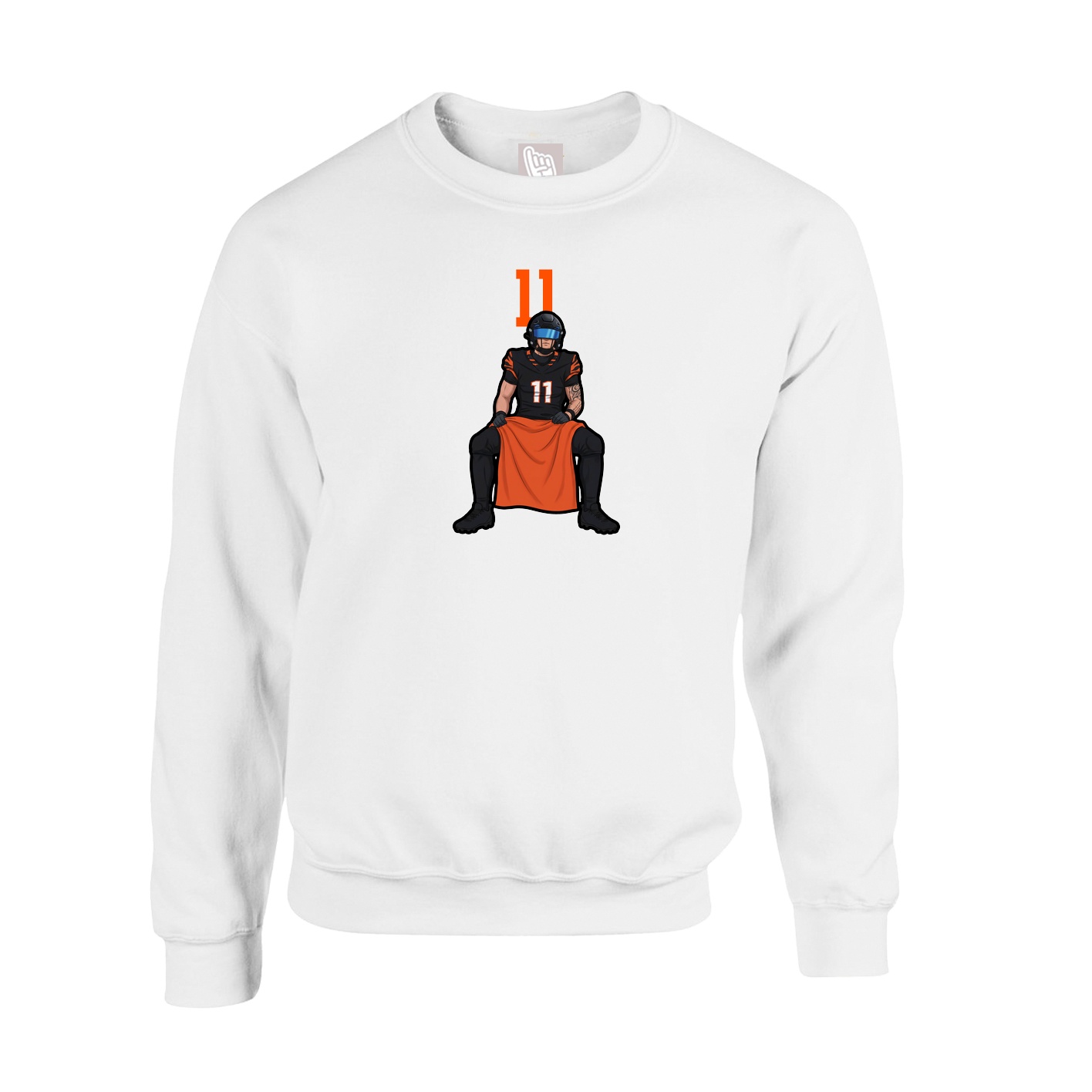 Fleece Crew — Number Top in White