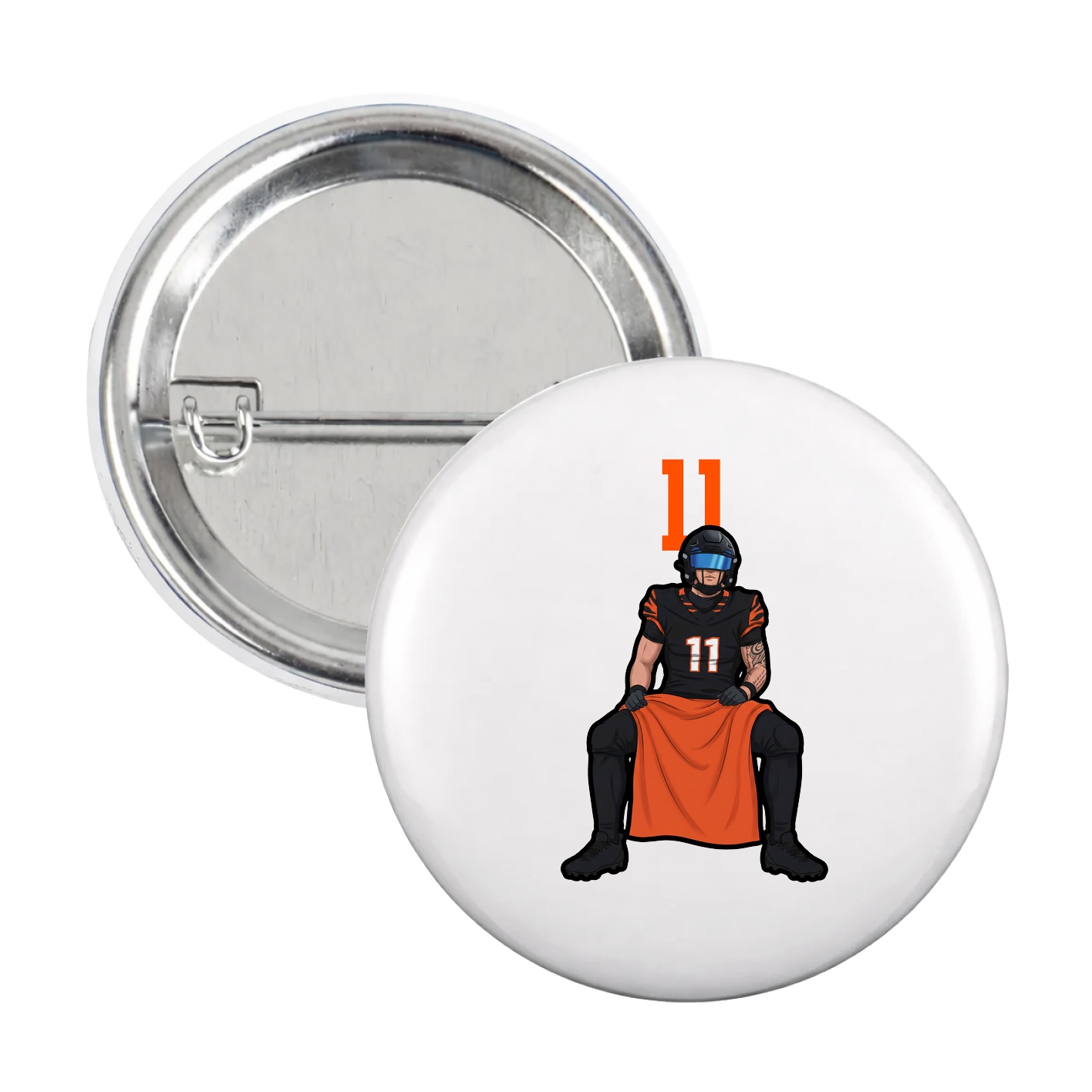 Game Day Button — Number Top in White
