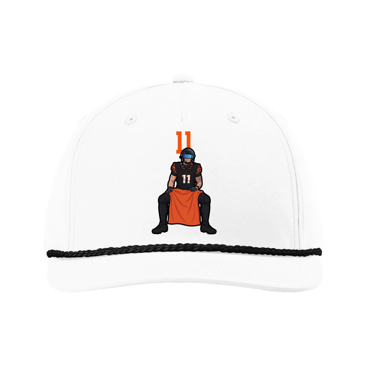 Five-Panel Classic Rope Cap — Number Top in White