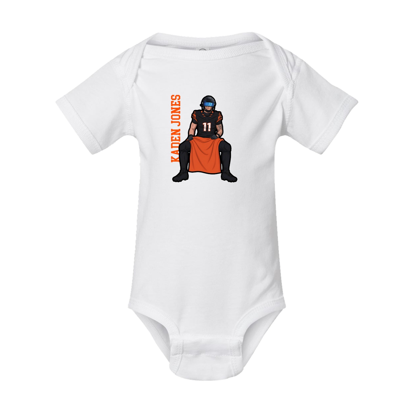 Baby Onesie — Name Vertical in White