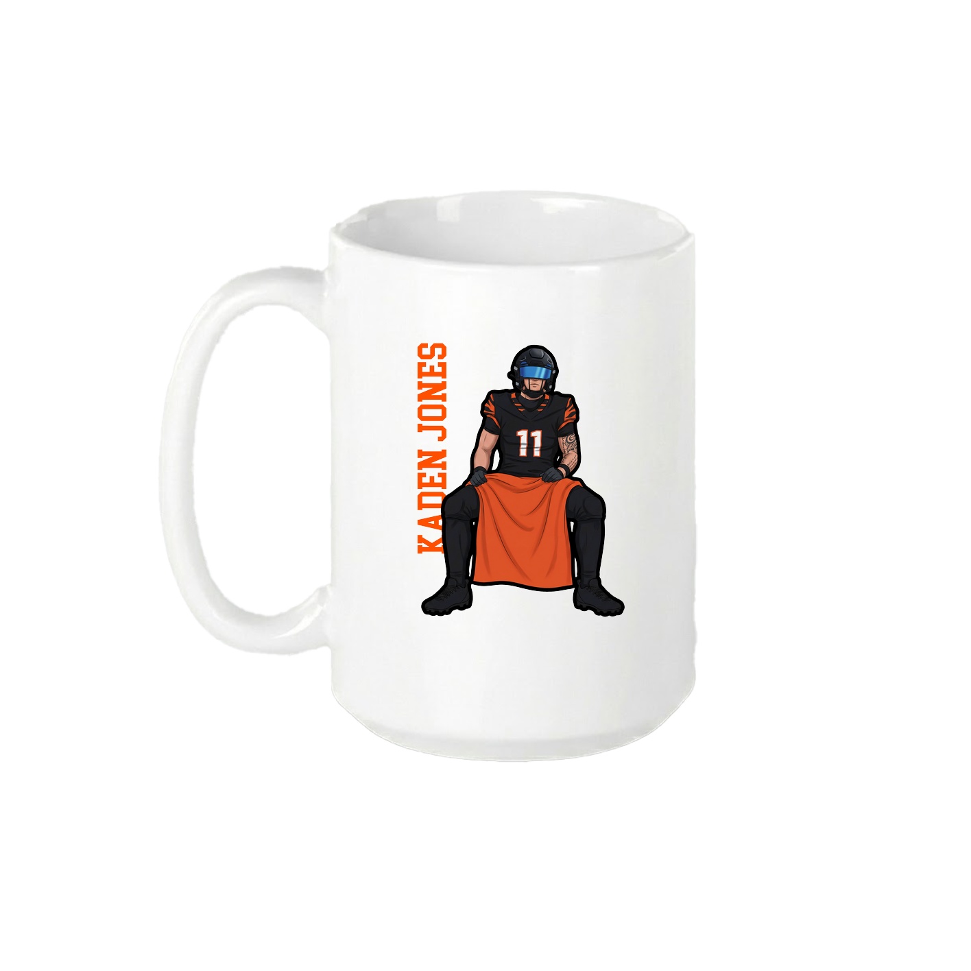 15oz Coffee Mug — Name Vertical in White