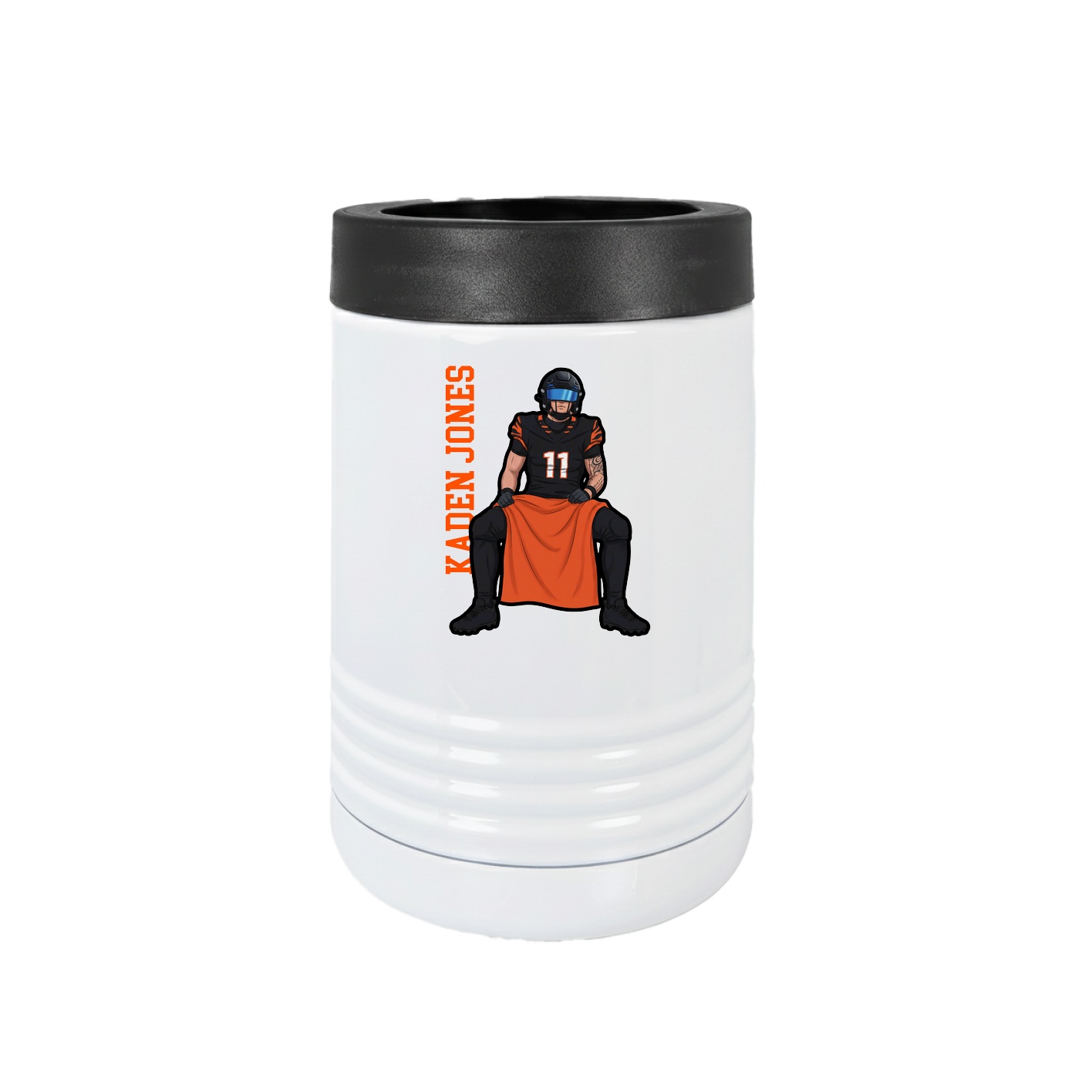 Beverage Holder — Name Vertical in White