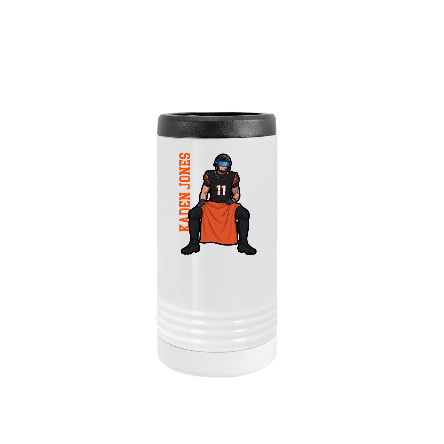 Slim Beverage Holder — Name Vertical in White