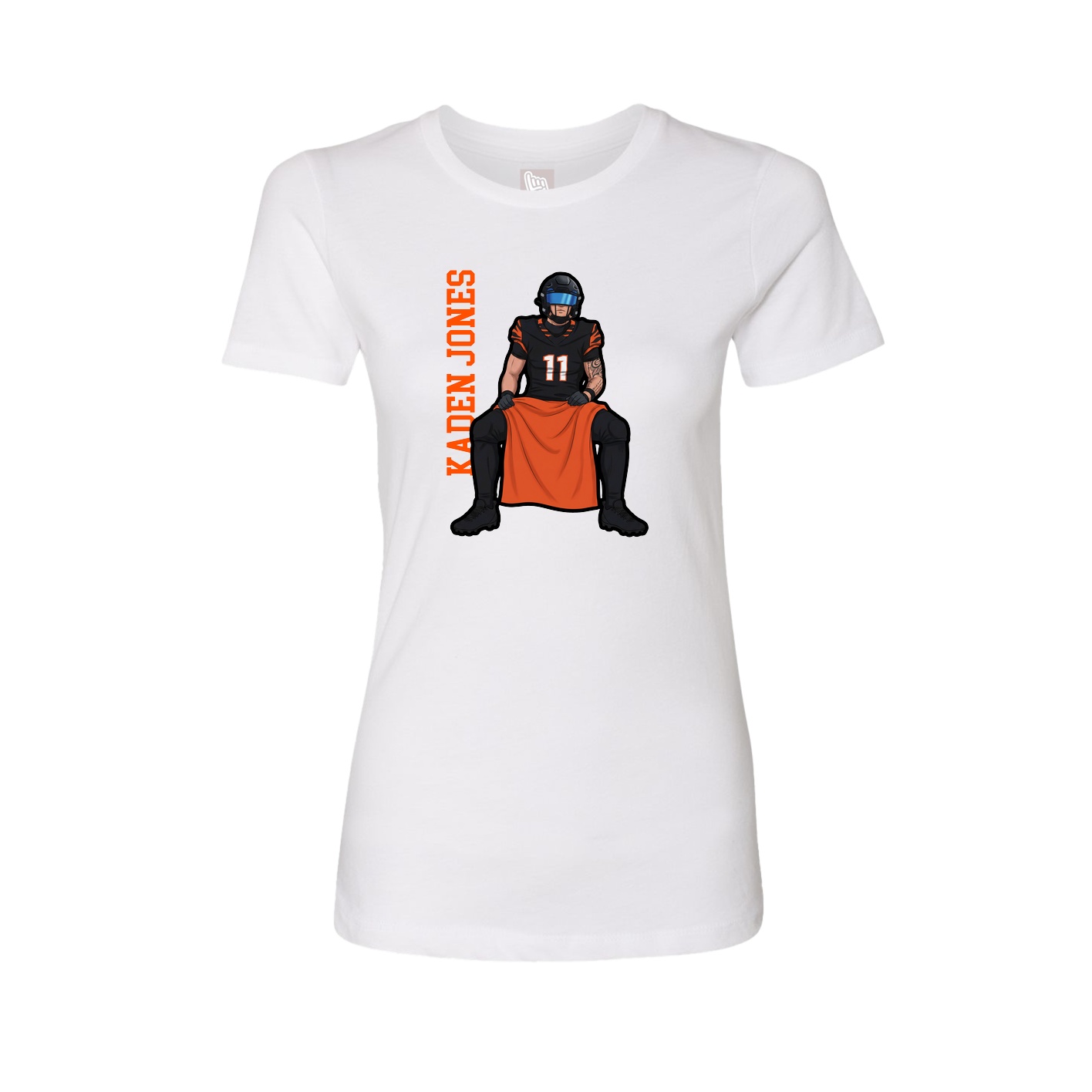 Womens Tee — Name Vertical in White