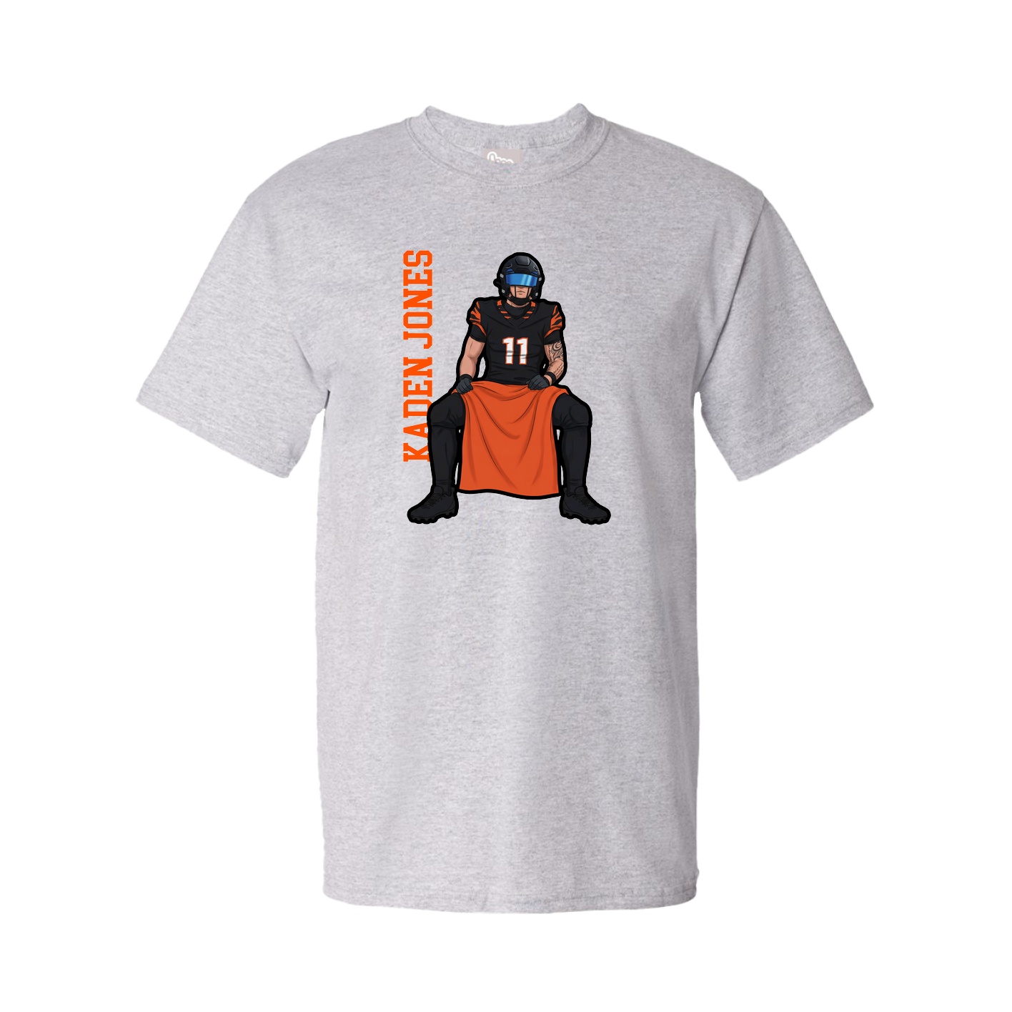 Youth Tee — Name Vertical in Grey