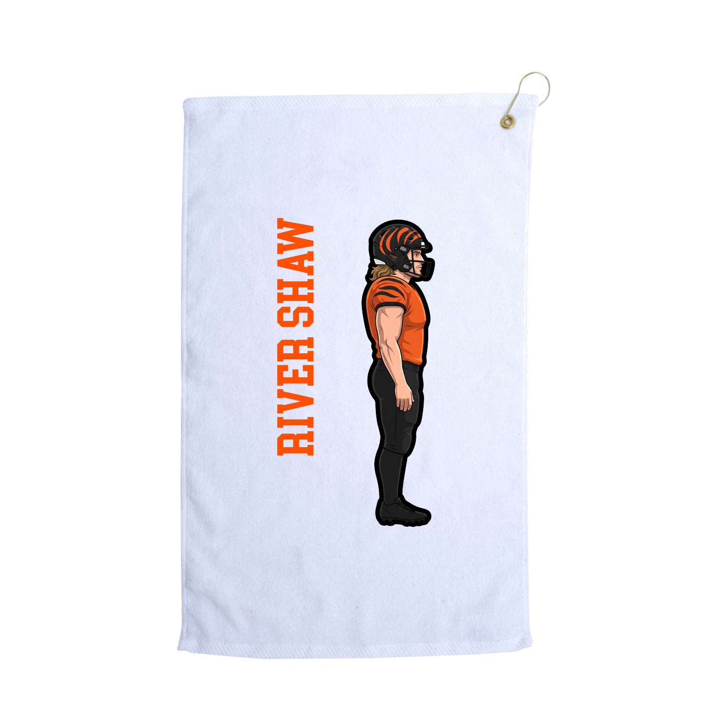 Golf Towel — Name Vertical in White