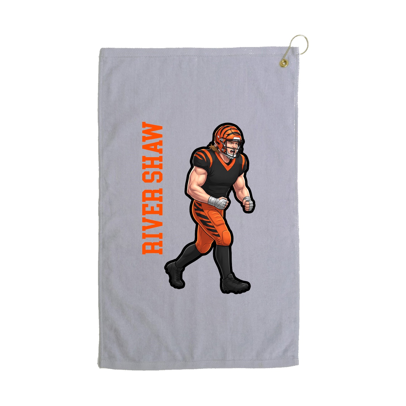 Golf Towel — Name Vertical in Grey