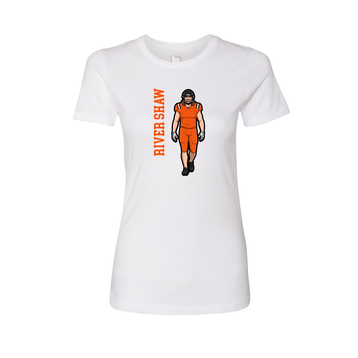Fitted Women's Tee — Name Vertical in White