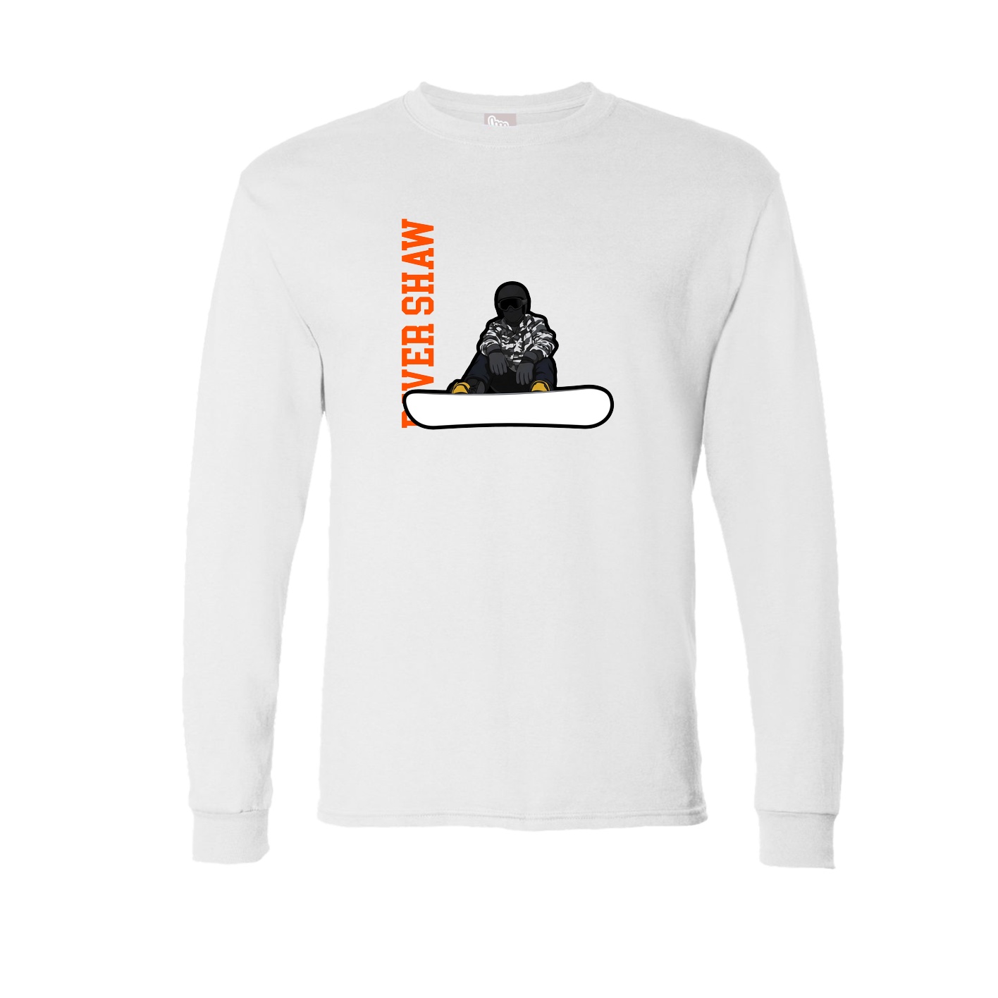 Long Sleeve Tee — Name Vertical in White