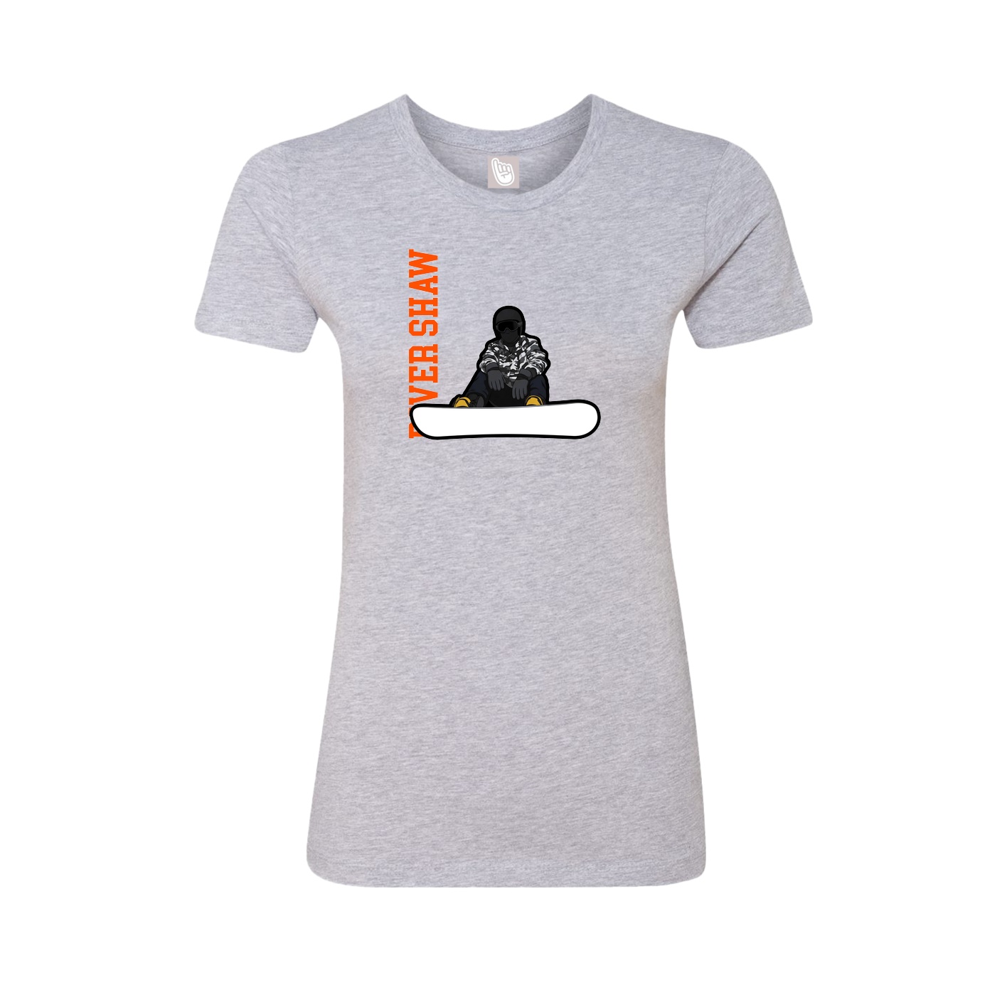 Fitted Women's Tee — Name Vertical in Grey