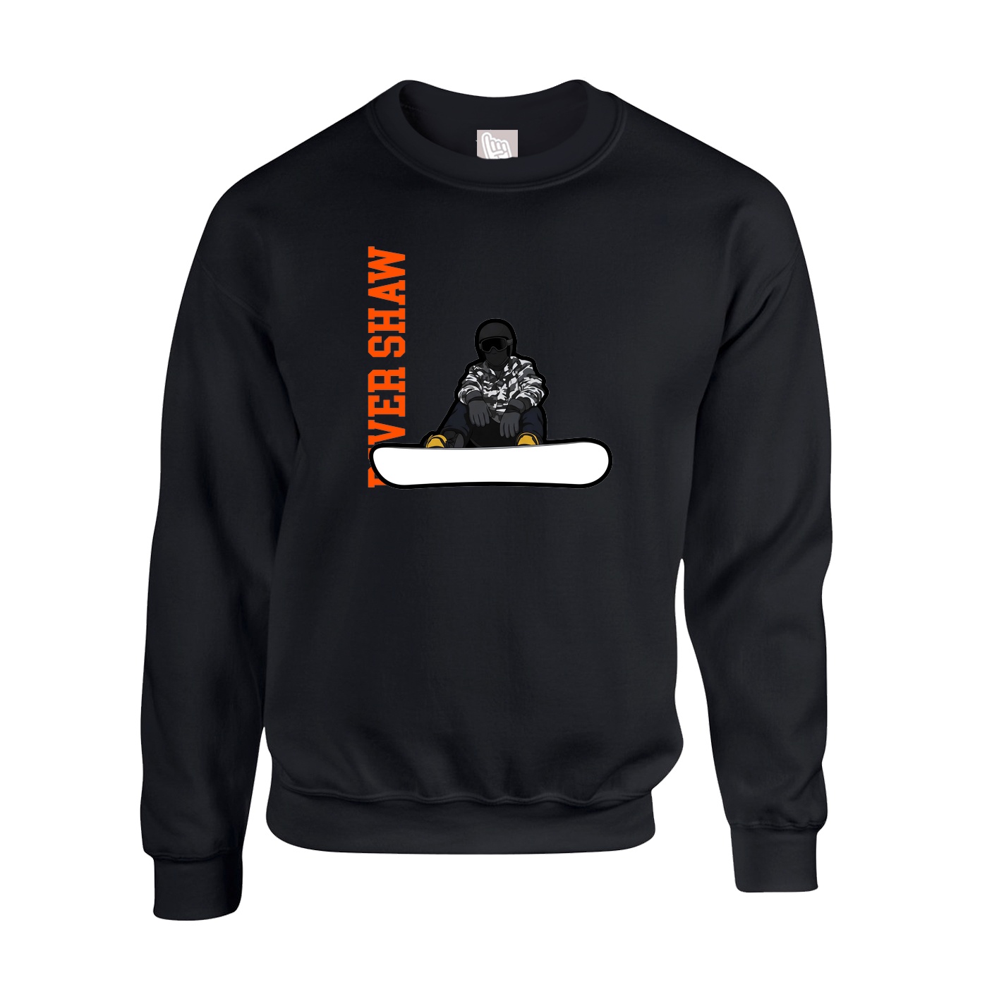 Fleece Crew — Name Vertical in Black
