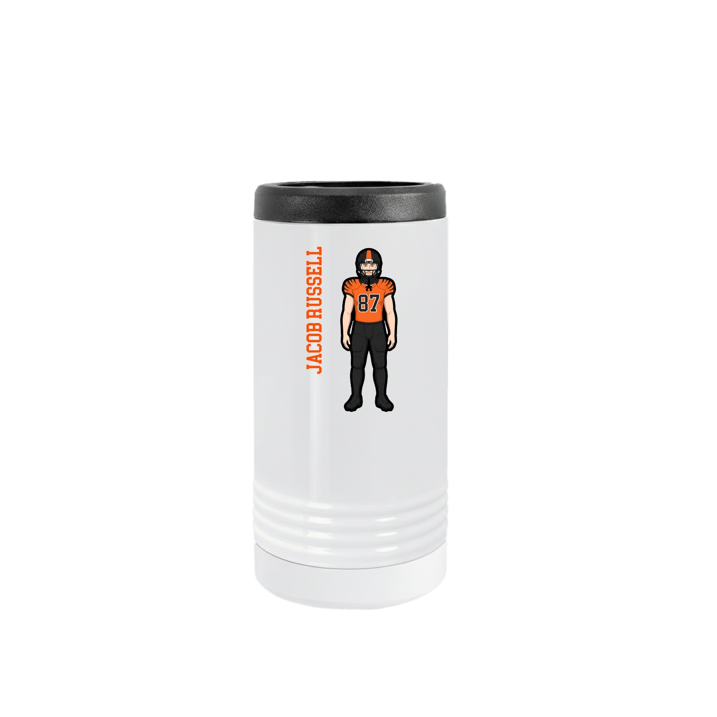 Slim Beverage Holder — Name Vertical in White