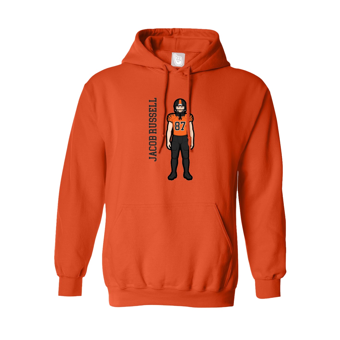 Youth Hoodie — Name Vertical in Orange