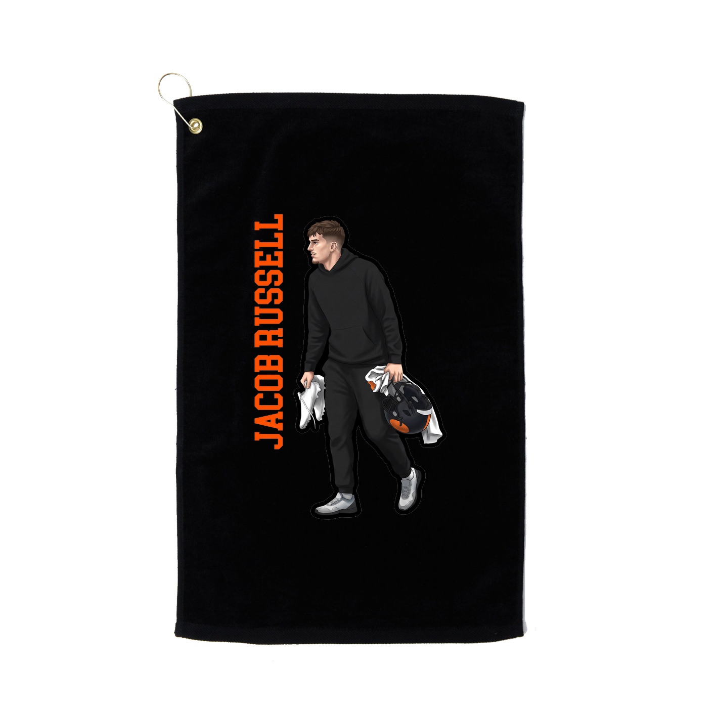 Golf Towel — Name Vertical in Black