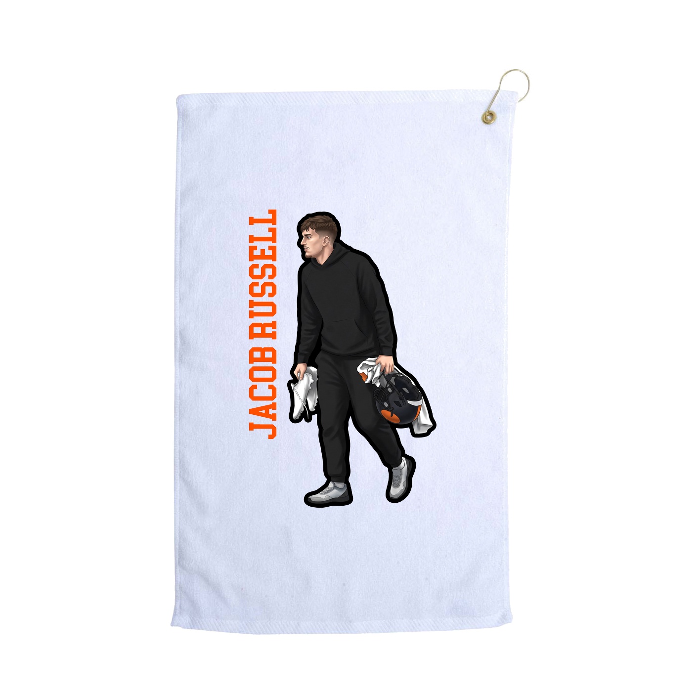 Golf Towel — Name Vertical in White