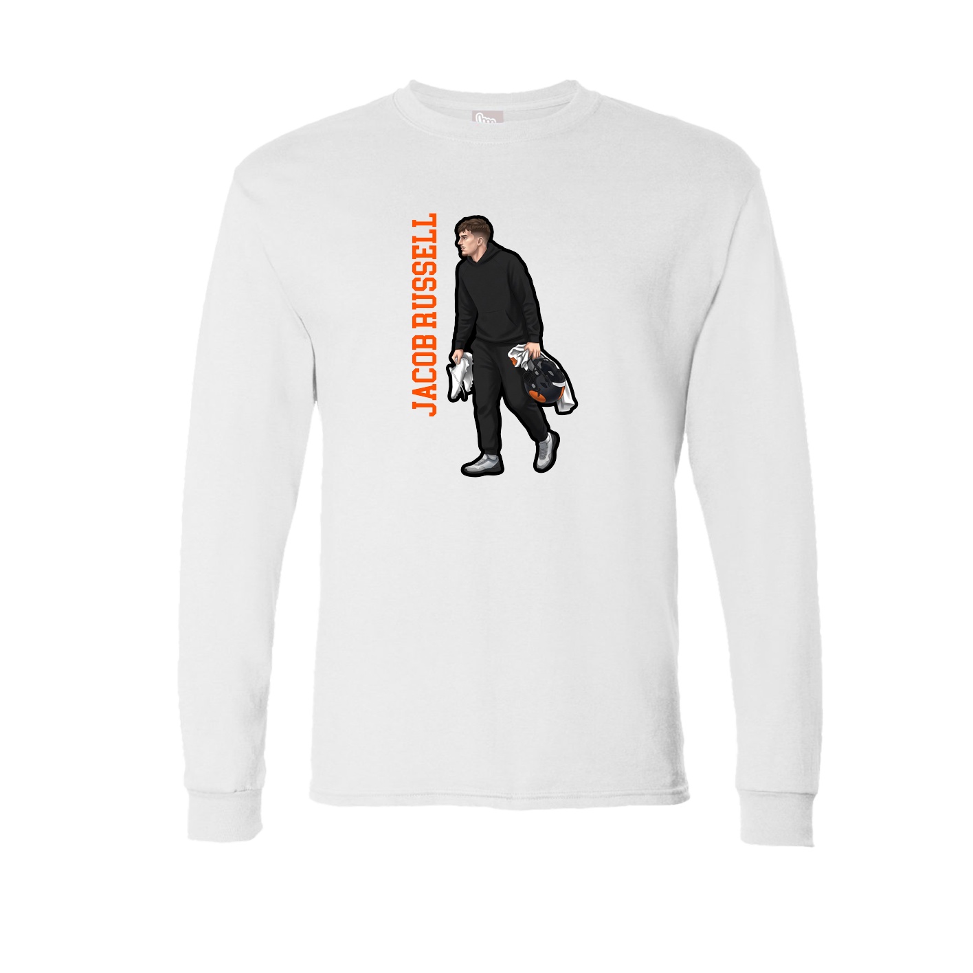 Long Sleeve Tee — Name Vertical in White