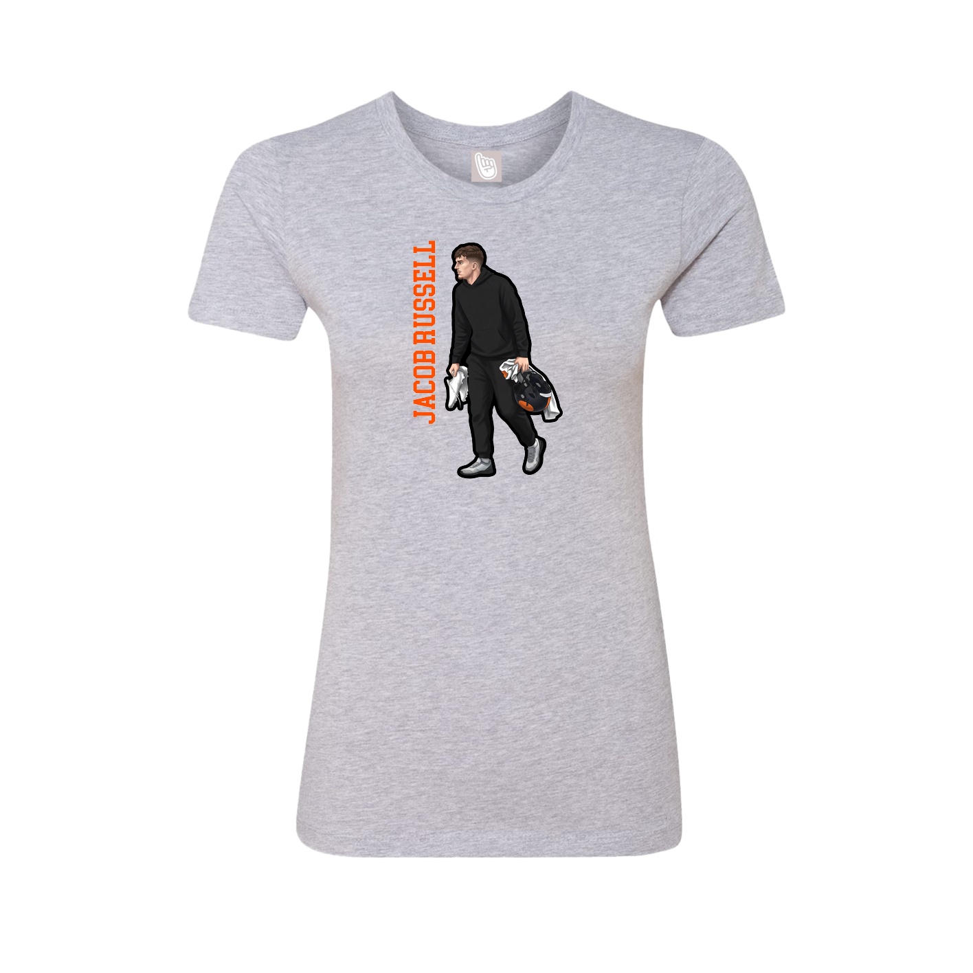 Womens Tee — Name Vertical in Grey