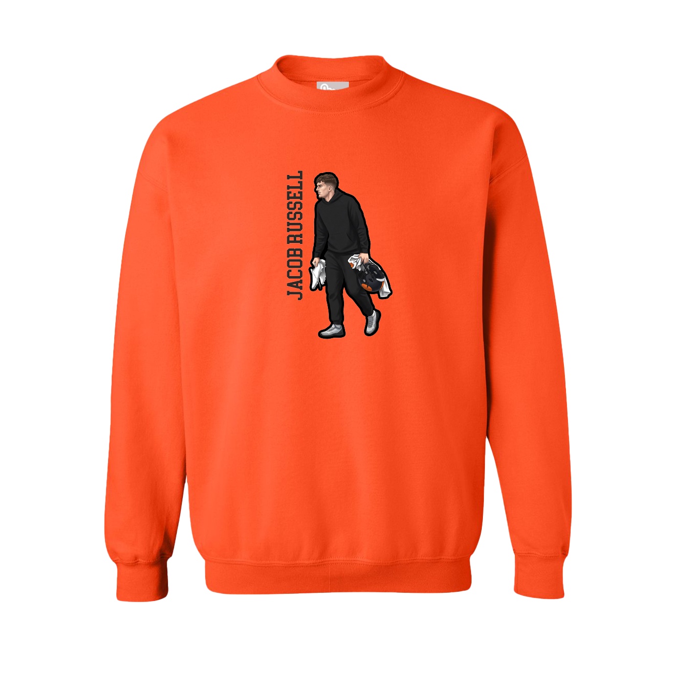 Fleece Crew — Name Vertical in Orange
