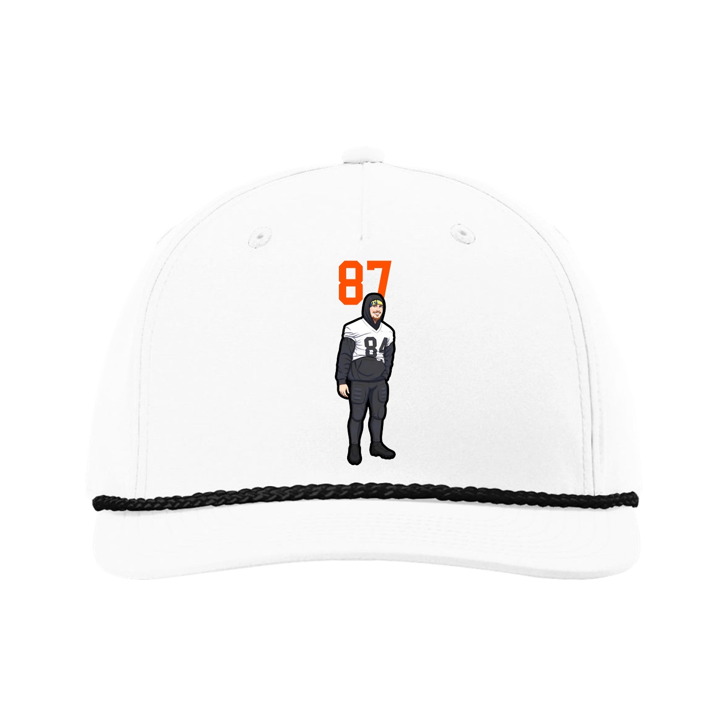 Five-Panel Classic Rope Cap — Number Top in White
