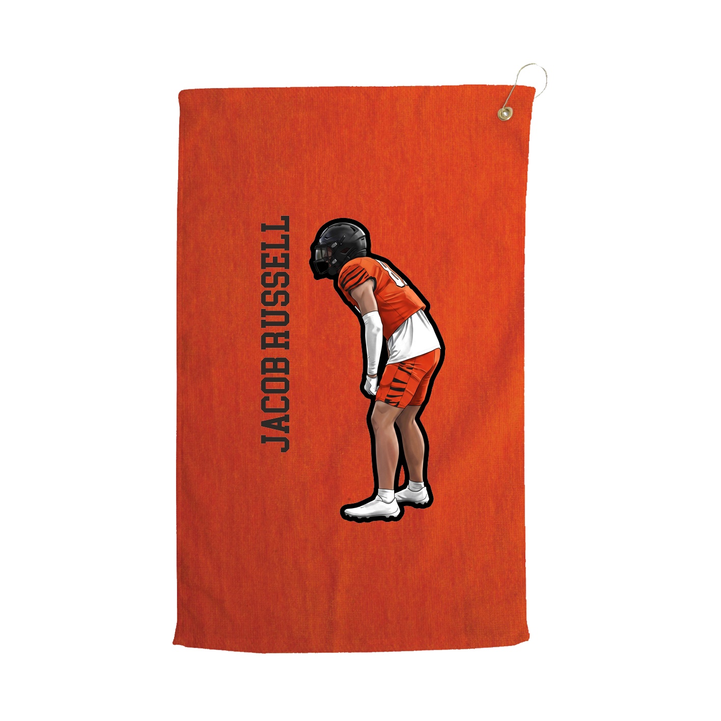 Golf Towel — Name Vertical in Orange