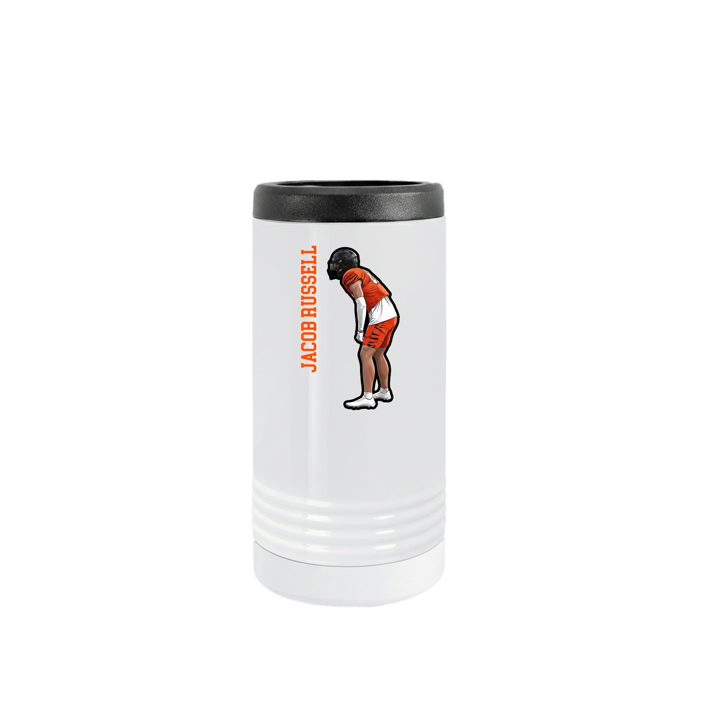 Slim Beverage Holder — Name Vertical in White