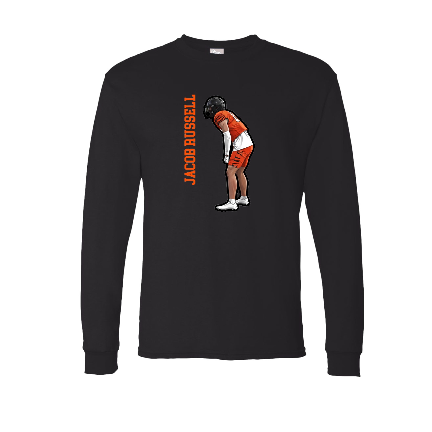 Long Sleeve Tee — Name Vertical in Black